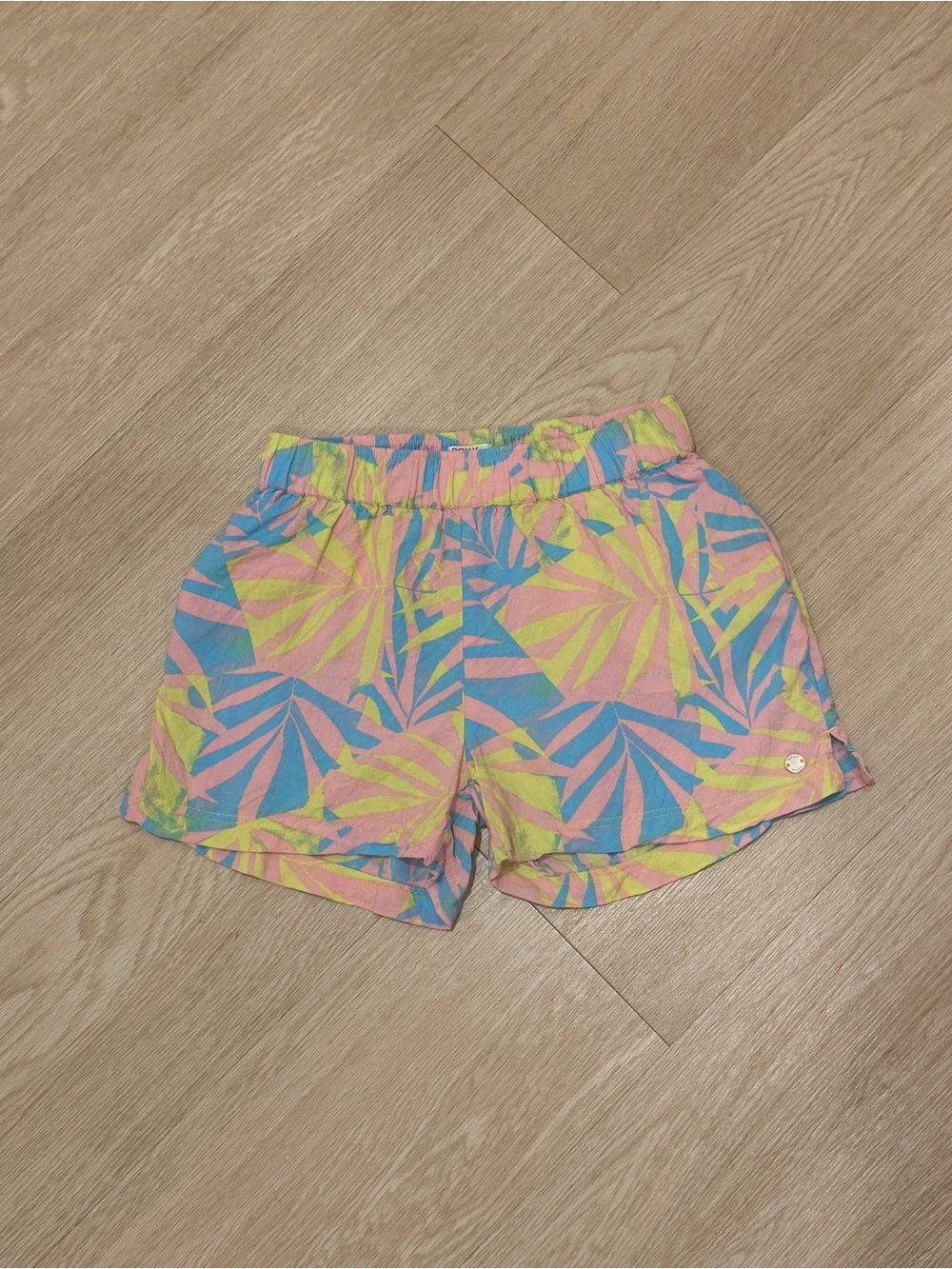 Roxy Girl Tropical Pink/Blue/Green Print Shorts Girls Sz 10/M Pull On Casual